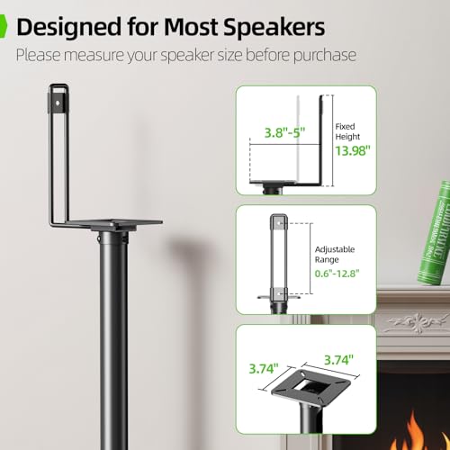 USX MOUNT Bookshelf Speaker Stands Pair, Height Adjustable Extends 32-42 inch for Rear Surround Sound Speakers, Floor Satellite Speaker Stands for Vizio Bose Sony JBL Klipsch Polk, Max Load 11 lbs - size: 32" to 42"