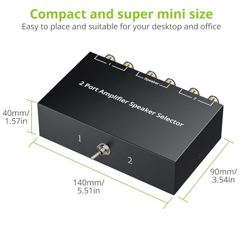 LiNKFOR 2-Way Speaker Switcher, Bidirectional 2 in 1 Out / 1 in 2 Out
