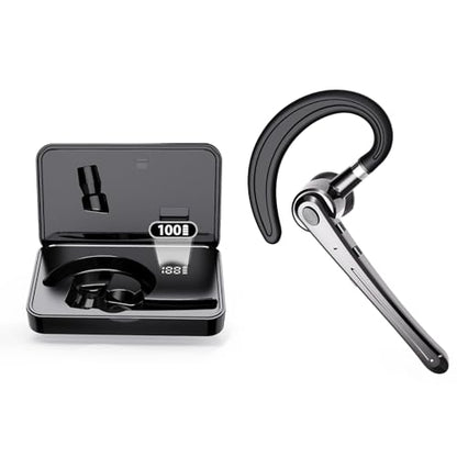 Bluetooth Headset,Wireless Bluetooth Earpiece with 800mAh Charging Case 80 Hours Talking Time Built-in CVC8.0 Dual-Mic Active Noise Cancelling V5.1 Hands-Free Headphones for Trucker/Office (C1, Black)