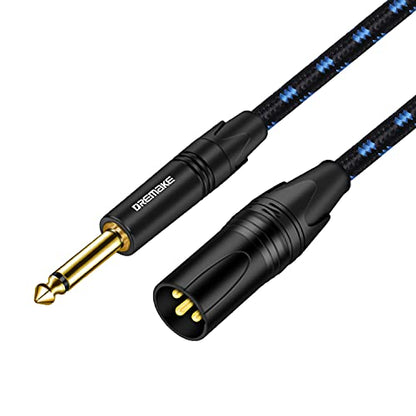 25FT TS 1/4 Inch to XLR Unbalanced Audio Cable, Mono 6.35mm Plug to 5-Pin XLR Instrument Patch Cord, Quarter inch TS Male to XLR Male Mic Cable for Power Amplifier, Dynamic Microphone, Speaker - size: 25FT/7.5M
