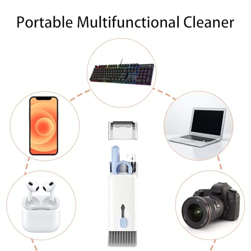 Multifunctional 7 in 1 Keyboard Cleaning Brush Set,A Cleaning Kit Headphones,Mobile Phone and Computer Screens,Blue
