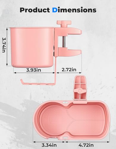 KEMIMOTO 3-in-1 Desk Cup Holder and Headphone Hanger, Fits 18-32 oz Cups - color: Pink