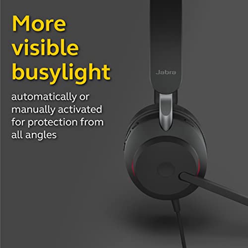 Jabra Evolve2 40 MS Wired Headphones, USB-A, Stereo, Black – Telework Headset for Calls and Music, Enhanced All-Day Comfort, Passive Noise Cancelling Headphones, MS-Optimized with USB-A Connection - size: Microsoft Teams, style: Stereo (USB-A)