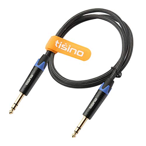 Tisino TRS Cable 1/4" Balanced Audio Cable Instrument Guitar Cable, 3.3 FT | 1/4" to 1/4" TRS Male to Male Stereo Balanced Cable for Guitar/Mixers/Amplifiers, Heavy Duty OFC Nylon-Braid Gold-plated - size: 3 feet