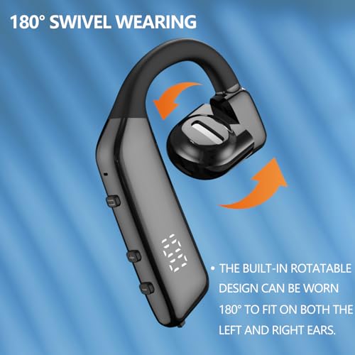 Bluetooth earpiece V5.3 Single Ear Bluetooth Headset, with Noise Cancellation and Microphone Compatible, Talk time of 30 Hours Bluetooth Phone Headset, Available for iPhone and Android.