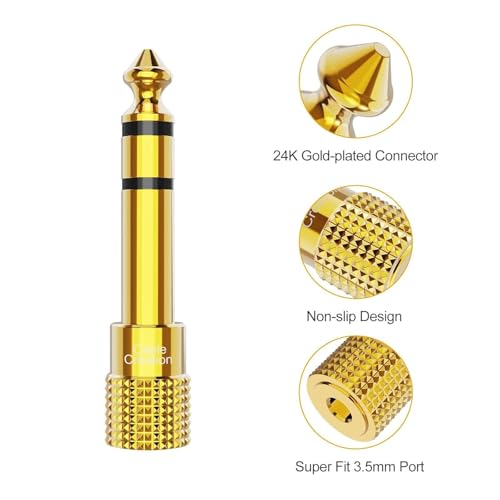 CableCreation 1/4" to 1/8" Headphone Audio Adapter 5PCS, TRS Stereo Adapter | 6.35mm to 3.5mm Audio Jack Convertor Gold Plated for Cellphone, Speaker, Mic, iPod, Receiver, Guitar, Digital Piano