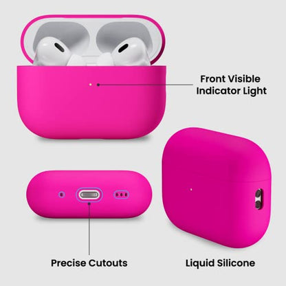 ORNARTO Compatible with AirPods Pro 2 Case 2022, Full Protective Hybrid Silicone for AirPods Pro 2nd Generation Case, Front LED Visible Skin Cover-Hot Pink | Hybrid Silicone Rubber, Front LED Visible, Wireless Charging, Skin-Friendly Soft Touch, Anti-Scra