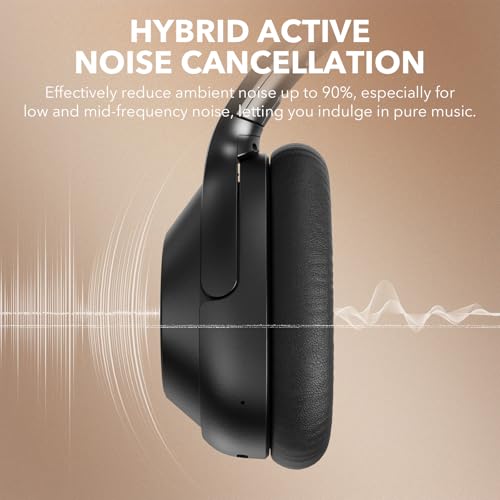 YMOO Active Noise Cancelling Headphones for Airplane Travel | LDAC Hi-Res Audio, Wired Wireless ANC, 100H Playtime Over Ear Headphones, Custom EQ via App, Bluetooth 6.0 Headset for All