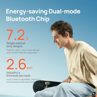 mibro OpenEar Pro Open Ear Earbuds with Mic, Lightweight Bluetooth, Black | 7.2g Ultra Lightweight Design, All-Day Comfort, IPX4 Sweatproof, 30H Battery, Bluetooth Headphones for Running, Gym & Work - color: Black