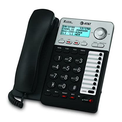 AT&T ML17929 2-Line Corded Speakerphone with Caller ID/Call Waiting, Black - Built-in Speakerphone, 3-Way Conferencing, Headset Compatible - size: One Size