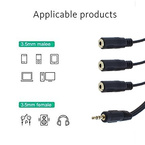 2pcs 1M/3F Audio Splitter, 1FT Gold Plated 3.5mm TRRS Male to 3 x 3.5mm Stereo Jack Female 1 Input 3 Output Audio AUX Splitter
