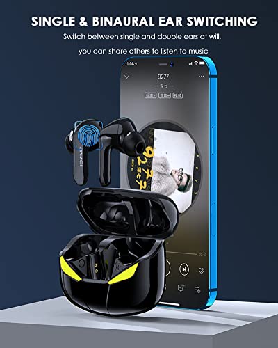 Gaming Earbuds True Wireless Bluetooth 5.1 Gaming Ear Buds with Microphone Deep Bass Hi-Fi Stereo Earbuds 45ms Ultra Low Latency Music Gaming Dual Modes Earphones Waterproof Headphones for PC Laptop