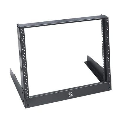 RIVECO 8u Tabletop Rack for Audio & Network, Desktop Rack Shelf Tappered Holes Open Frame Sound Recording Shelf Free Standing 2 Post Black - size: 8u