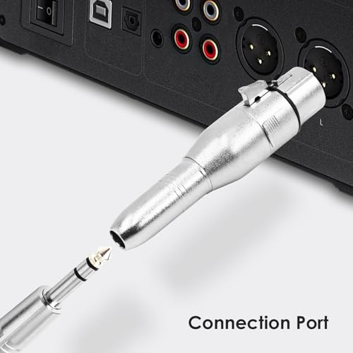 XLR 3Pin Female to 1/4" 6.35mm Female Jack Socket Audio Adapter,Silver 2Pcs | Diecast Zinc Alloy Shell, Low Noise, Pro-Grade Sound, Tight Fit, Conversion Adapters For Mic, PA, DJ, Instrument, Studio Gear - size: XLR Female, style: 2 pcs