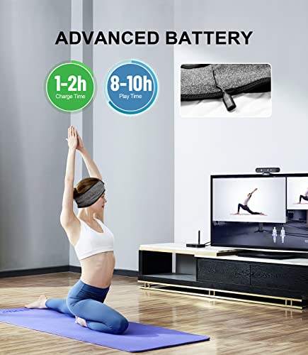 Enjoying Sleep Headband, Bluetooth Headphones for Sleeping with Noise Cancelling, Thin Speakers, 1 Count, Black&Grey, Hairband, Unisex, for Sleep, Workout, Yoga, Travel, Insomnia, Leisure