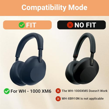 3 in 1 Ear Pads Cover Compatible with Sony WH-1000XM6 Protective Silicone Headphone Case Accessories for Sony WH-1000XM6 Ear Pads - Midnight Blue - color: Midnight Blue