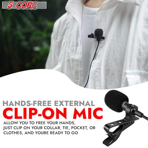 5 CORE Microphone Professional Lavalier Mic Wearable Omnidirectional Condenser 3.5mm Body Lapel Smartphone Camera Recording Microfono - CM 001