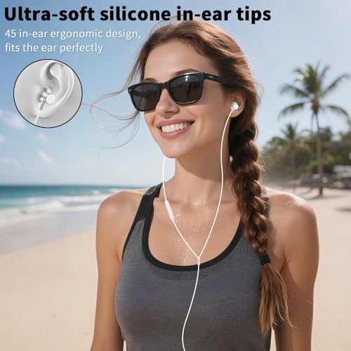 3.5mm Wired Earbuds with Mic for School Laptop PC Chromebook,White - color: White