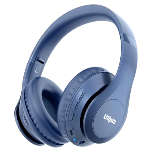 Uliptz Bluetooth Headphones Over Ear, Wireless HiFi Stereo Foldable Headset | 65H Playtime, Bluetooth 6.0, 6 EQ Modes, Built-in Mic, Deep Bass Stereo, Lightweight Design for Home, Office, Travel & PC - color: Blue