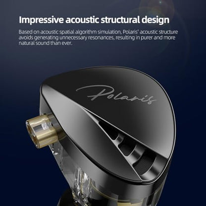 CCA Polaris 4 Tone Adjustable in Ear Monitor Headphones, High-Sensitivity Dual-Cavity Dynamic Driver IEM Earphones, HiFi Stereo Gaming Earbuds with 2pin Detachable Cable - size: No Mic