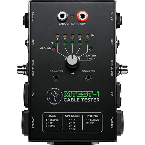 Mackie Cable Tester, 5-Way Switch Battery-Powered Connector Test, Black, (MTest-1)