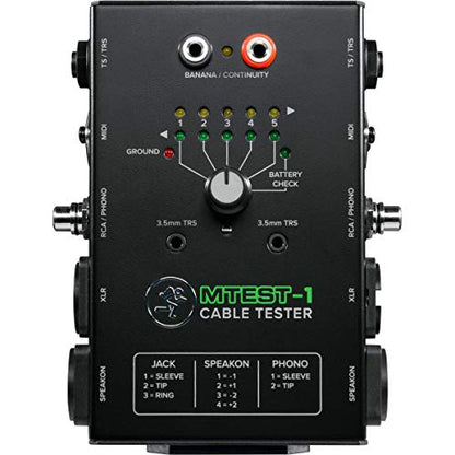 Mackie Cable Tester, 5-Way Switch Battery-Powered Connector Test, Black, (MTest-1)