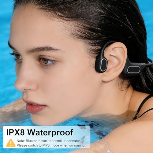 Fanisic Lap Swimming Headphones/Earbuds, Bluetooth 6.0 & MP3 with 32GB Memory IP68 Waterproof Bone Conduction Headphones, Underwater Open Ear Headphones-PureBlack - color: PureBlack