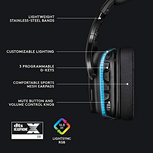 Logitech G635 DTS, X 7.1 Surround Sound LIGHTSYNC RGB PC Gaming Headset - style: Wired