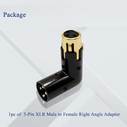Right Angle XLR Male to Female Adapter Adjustable 3-PIN XLR 90 Degree Connector for Audio Cables and PA Systems - style: 1PC 90D XLR Male to Female Adapter