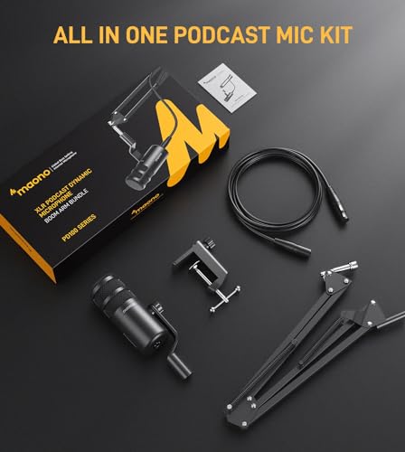 MAONO PD100S XLR Podcast Microphone, Cardioid Studio Dynamic Metal Boom Mic | Compatible with Audio Interface, Audio Mixer, Sound Card for Vocal Recording, Streaming, Voiceover, Music, Content Creation