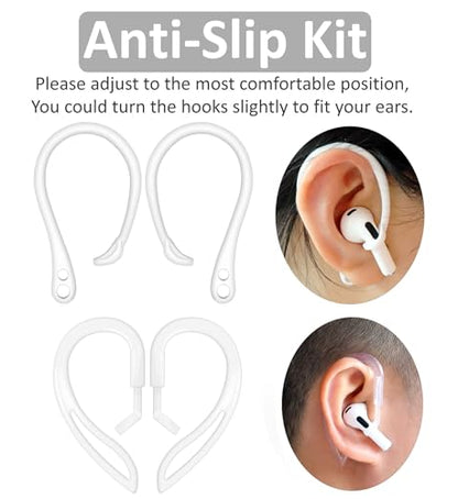 4 Pairs Anti Slip Kit Compatible with AirPods Pro 2, Silicone Sport Ear Hooks and 360° Rotation Adjustable Length Outdoor Earhooks Grip Ear Tips Wing Buds Holder for AirPod Pro 2nd - 4X1