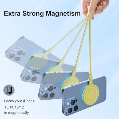 MagSafe Charger 2 Pack 15W Magnetic Wireless Charger Fast Charging Pad Compatible with iPhone 17/16/15/14/13/12 Series & AirPods 3/2/Pro Magnetic MagSafe Charging Pad with Dual Ports-Yellow | Two USB-C cables and two USB-A adapters, compatible with iPhone