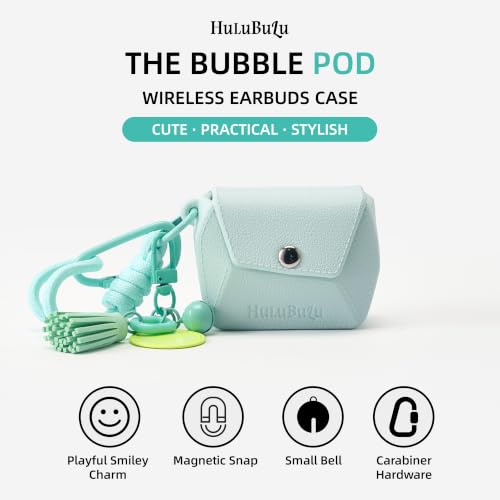 Bubble Pod Wireless Earbuds Case, Shockproof Waterproof EVA Case with Strap & Smiley Charm for Girls,Teens,Gift（Ice Mint） - color: Ice Mint