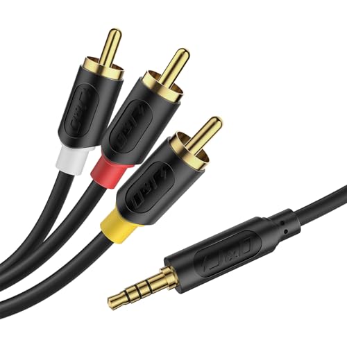 J&D 3.5mm to RCA AV Cable, Audio/Video Transmission, 1/8" TRRS to 3 RCA Male Plug AUX Cable Cord, Compatible with Sony TV, DVD Player, Camcorder, Handycam, 5 ft - size: 5 ft