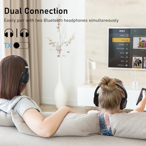 1Mii Bluetooth Transmitter Receiver for TV/Airplane to Headphones, Bluetooth 5.3 AUX/RCA Audio Adapter with aptX Adaptive/Low Latency/HD Audio, Dual Link, Wireless Receiver for Home Stereo, Boat, Gym - color: White