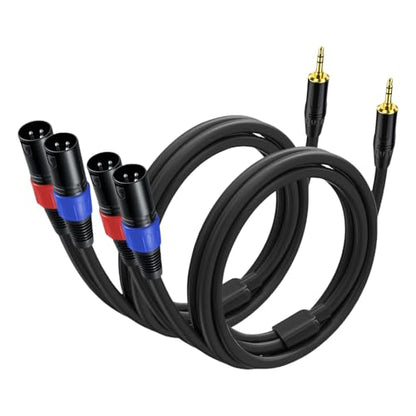 2 Pack 3.5mm TRS to 2 XLR Cable, 3.3 Foot, Unbalanced 1/8 TRS Male to Dual XLR Male, Y Splitter to Dual XLR Breakout Cable, Pure Copper and Plated Connectors for Smartphone - size: 3.3 foot, style: 3.5mm TRS to XLR male, 2 Pack