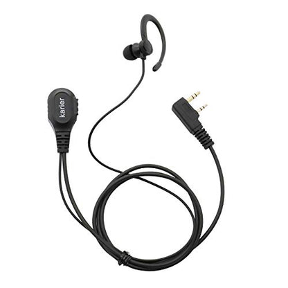 2 Pin PTT Mic Headset Walkie Talkie Earpiece with Soft Silica Gel G Shape Earloops for Kenwood Baofeng UV-5R BF-F8HP BF-888S Arcshell AR-5 (2 Pack)