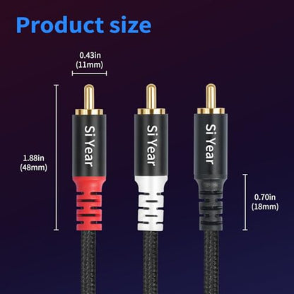 RCA Y Splitter Cable, 1 Male to 2 Male RCA Adapter Audio Cables,Subwoofer Cable for Amplifiers/TV/subs/amps/Hi-Fis/Home Theater/receivers(1M/2PACK) - color: RCAM-2RCAM-1M-2PCS