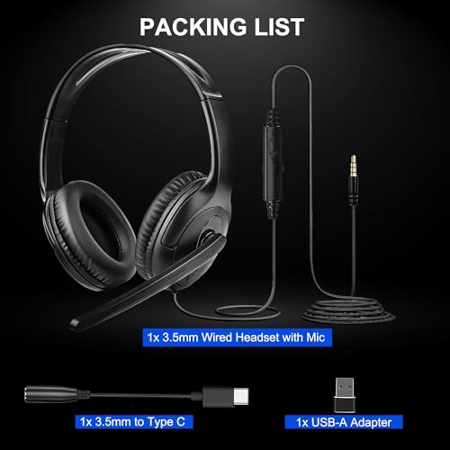 Wired Gaming Headset with Mic for Xbox/PS5/PS4/Switch/PC/Laptop/Tablet/Phone, Over-Ear Headphones with USB-A/C & 3.5mm Jacks/330° Rotating Microphone/In-line Control for Home Office Business Work - style: Double Ear - Vertical Mic