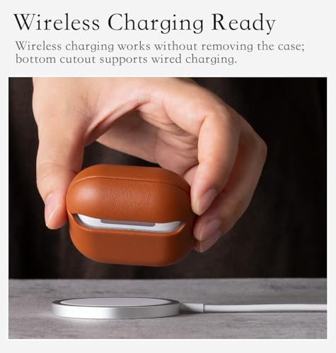 Envelop Series for AirPods 4th Generation Leather Case Cover - Brown | Hand-crafted Case Fully Wrapped in Top Grain Leather; Soft Microfiber Inner Lining; Wireless Charging Compatible - color: Brown, size: Envelop Series