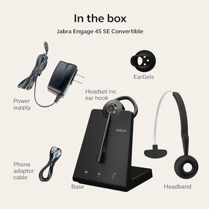 Jabra Engage 45 SE (Second Edition) Wireless Convertible Headphone - Bluetooth, Noise-Canceling Microphone, 9 Hour Battery Life, Dual Connectivity, MS Teams Certified, Supports Other Platforms, Black - style: Convertible