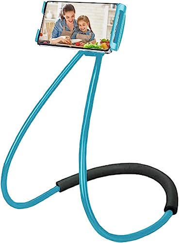 Neck Cell Phone Holder for Desk Bed,Bike and Motorcycle Phone Mount,Lazy Bracket Mobile Phone Stand Holder (Blue) - color: Blue