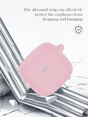 Case for JBL Tune Flex - True Wireless Noise Cancelling Earbuds,Soft Protective,BOVUGAC Silicone Case Cover with Keychain & Cleaning Kit & Lanyard for JBL Tune Flex Earbuds-Pink - color: Pink
