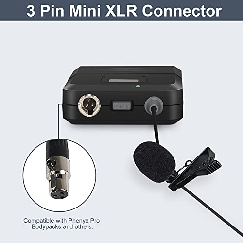 Phenyx Pro Mini XLR Lapel Mic for Wireless Microphone Systems 1HM1LM-BLK