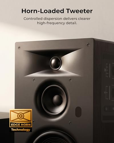 ULTIMEA 3-Way Powered Bookshelf Speakers for TV, Music, Record Player, BS-3 | RCA Input, 70W RMS, 5.25" Woofer, HDMI ARC, Bluetooth 6.0, Auracast, SUB OUT, App EQ, Clear Dialogue, Deep Bass, Clear Highs