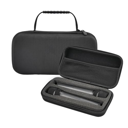 Microphone Storage Bag EVA Protective Case, Wireless Microphone Storage Box, Dual Mic Bag Hard Carrying Case for Outdoor Travel Use