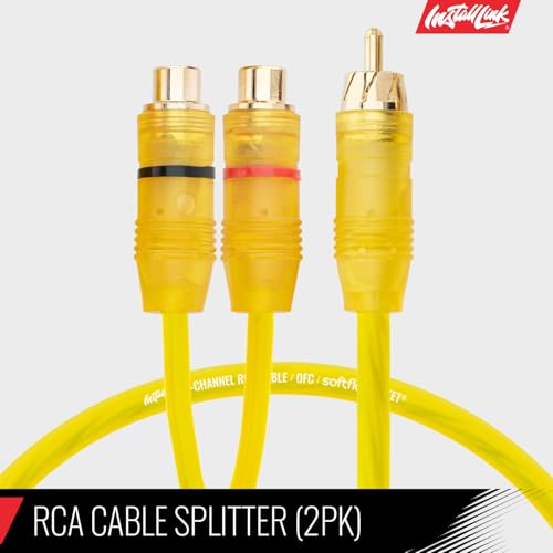 Install Link RCA Y Adapter Cable, 1-Female to 2-Male Splitter, 2-Pack (OFC) | Pure OFC Copper, 1ft, Feeds One Stereo Signal to Two Components, for Subwoofer, Home Theater, Car Audio Amplifier, Studio - color: Frosted Yellow, size: 1-Male to 2-Female