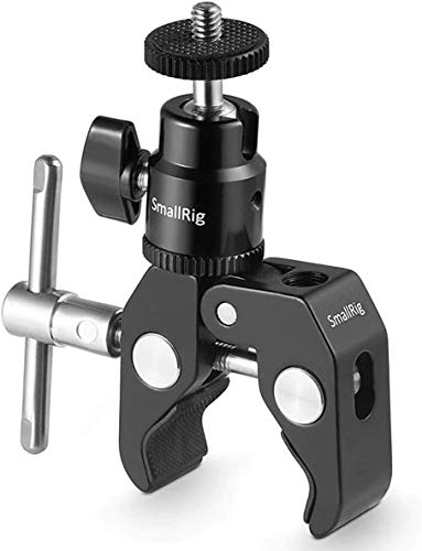 SMALLRIG Super Clamp Mount with Mini Ball Head Mount for Action Cameras | Hot Shoe Adapter with 1/4" screw for Monitors/Lights/Flash, for GoPro, for DJI, for Insta360