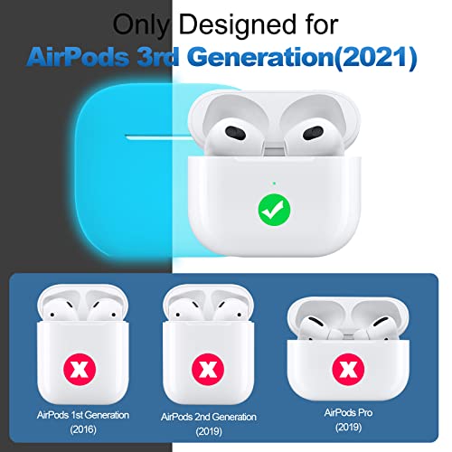 Compatible with AirPods 3 Case, Protective Silicone Cover for AirPods 3rd Generation Case 2021, Wireless Charging - Fluorescent Blue - color: C-Fluorescent Blue