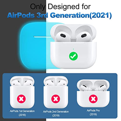 Compatible with AirPods 3 Case, Protective Silicone Cover for AirPods 3rd Generation Case 2021, Wireless Charging - Fluorescent Blue - color: C-Fluorescent Blue